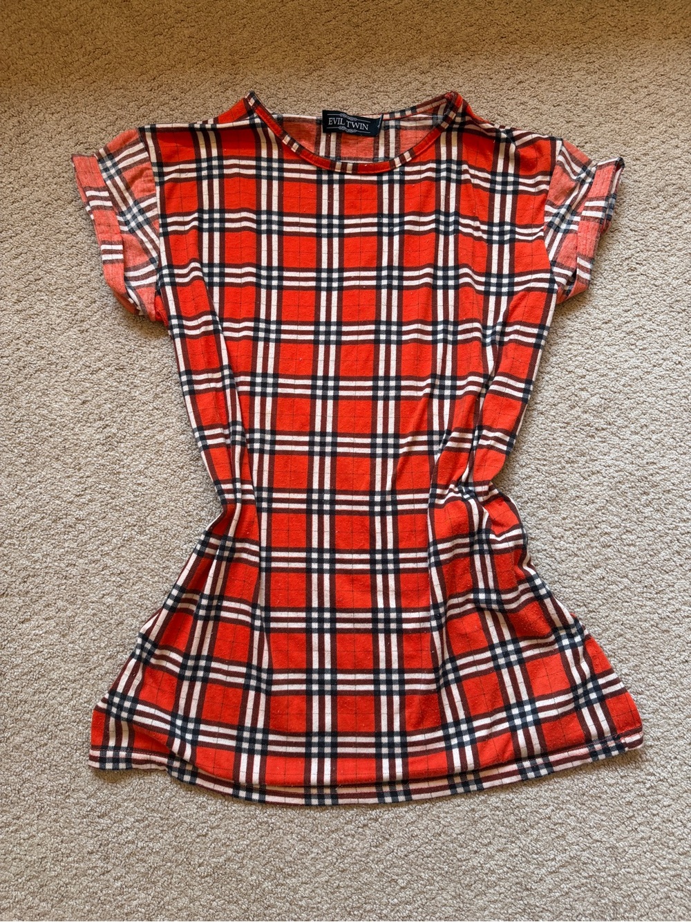 Red Plaid Tshirt/mini Dress